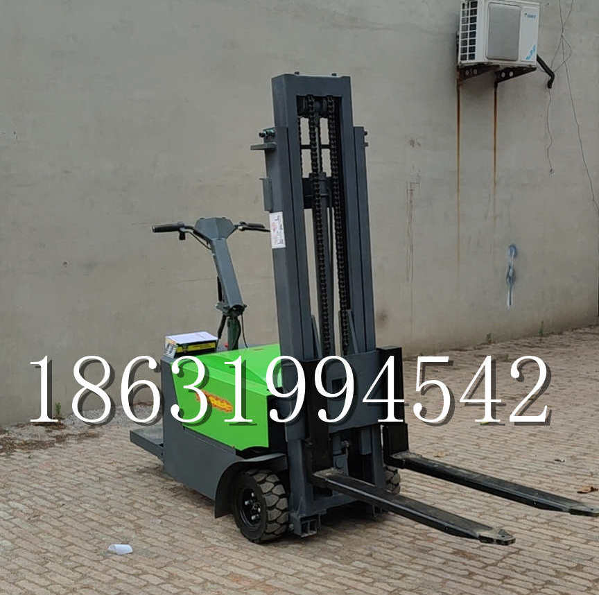 白山市优程全电动叉车插腿式堆高车液压装卸车1.5吨升高小型站驾式铲车